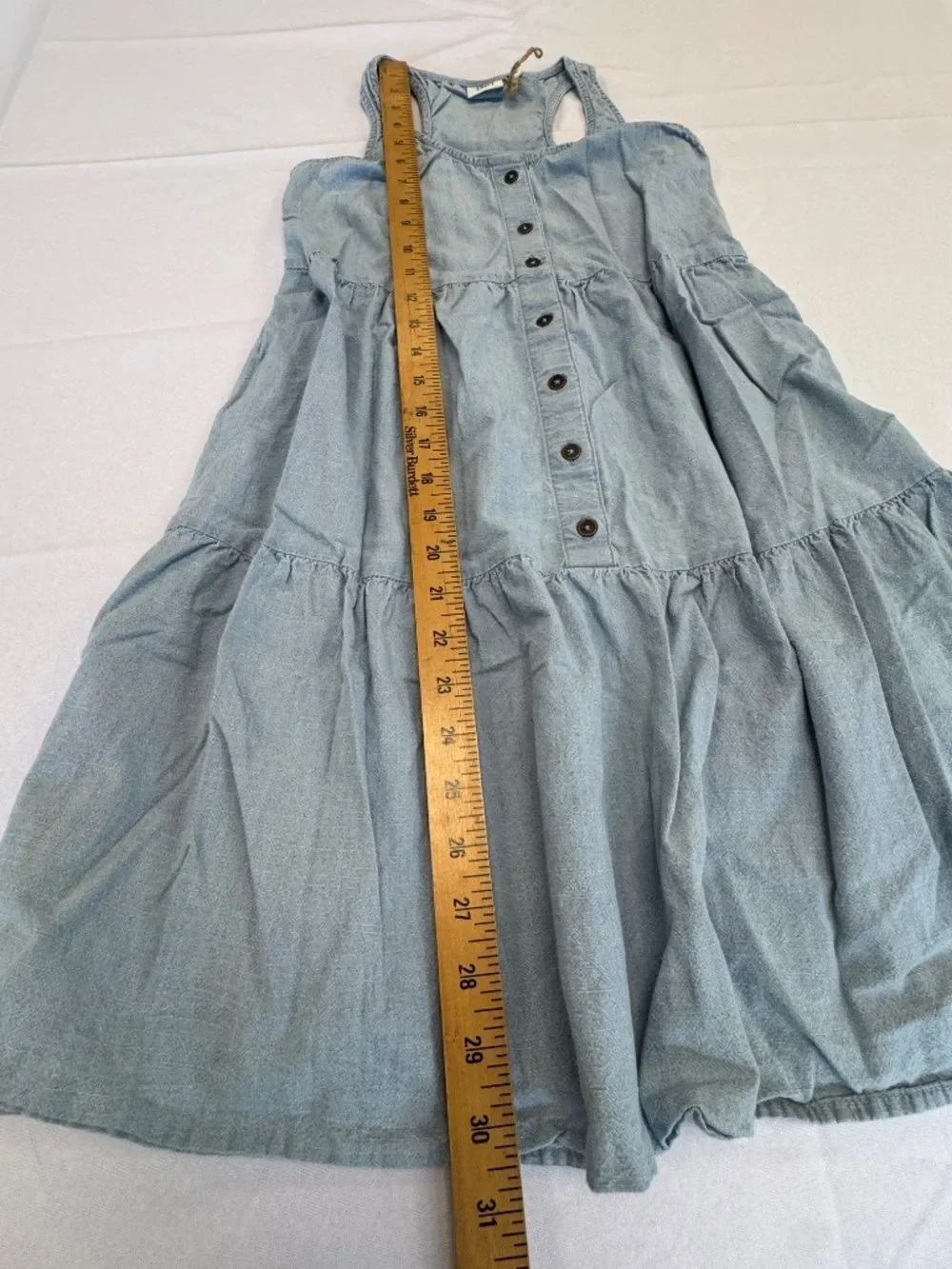 True Craft Juniors Light Wash Denim Tiered Sundress Size XS